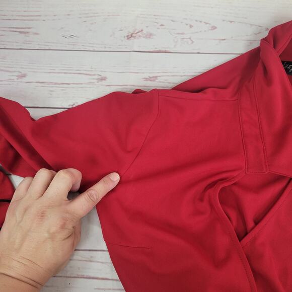 Express 3/4 Red Long Sleeve Wrap Dress Flutter Sleeves - Picture 5 of 8